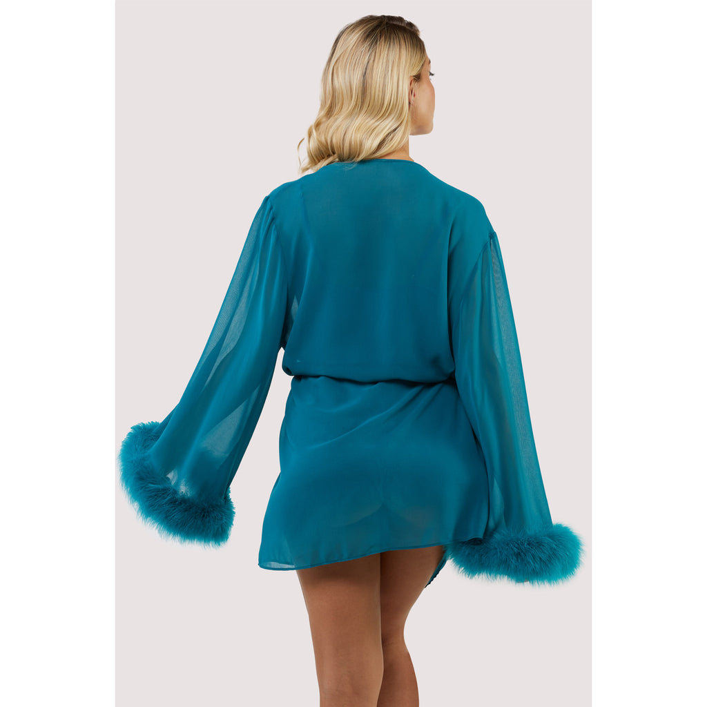 Green Maika high-neck feather-trimmed dress | 16Arlington | MATCHES UK